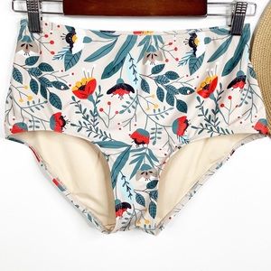 Floral Bathing Suit Bottoms High Waisted Bikini